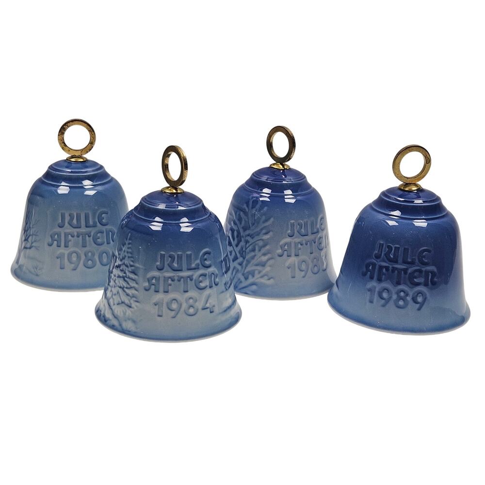 Vintage Bing & Grondahl Porcelain Christmas Bells Lot of 4 - 1980 1981 1984 1989